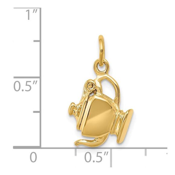 14k Yellow Gold 3D Polished Teapot Charm - Picture 6 of 8